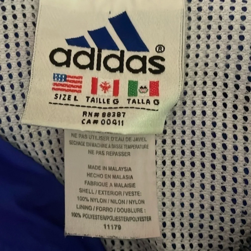 Adidas Men’s‎ Spell Out Windbreaker Jacket Three Stripe Vintage 90s Large Blue